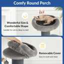 Cat Craft 43" Short Plush Cat Scratching Post with Perch & Bed, Dark Grey | Short Plush Fabric • Two Climbing Platforms • Stable Base • Space-Saving Design • Easy Assembly