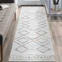 COLLACT Runner Rug 2x5 - Hallway Moroccan Washable Rug Geometric Kitchen Modern Non Slip Boho Thin Runners for Bedroom Bathroom Laundry Room Doorway (2x5ft Taupe On Beige)