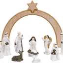 Lulu Home 11 Pieces Christmas Nativity Scene Set, Resin Nativity Scene Figurines Include Holy Family, Baby Jesus, Mary and Joseph, Mini Nativity Scene Decor for Tabletop Shelf Home Holiday Decor