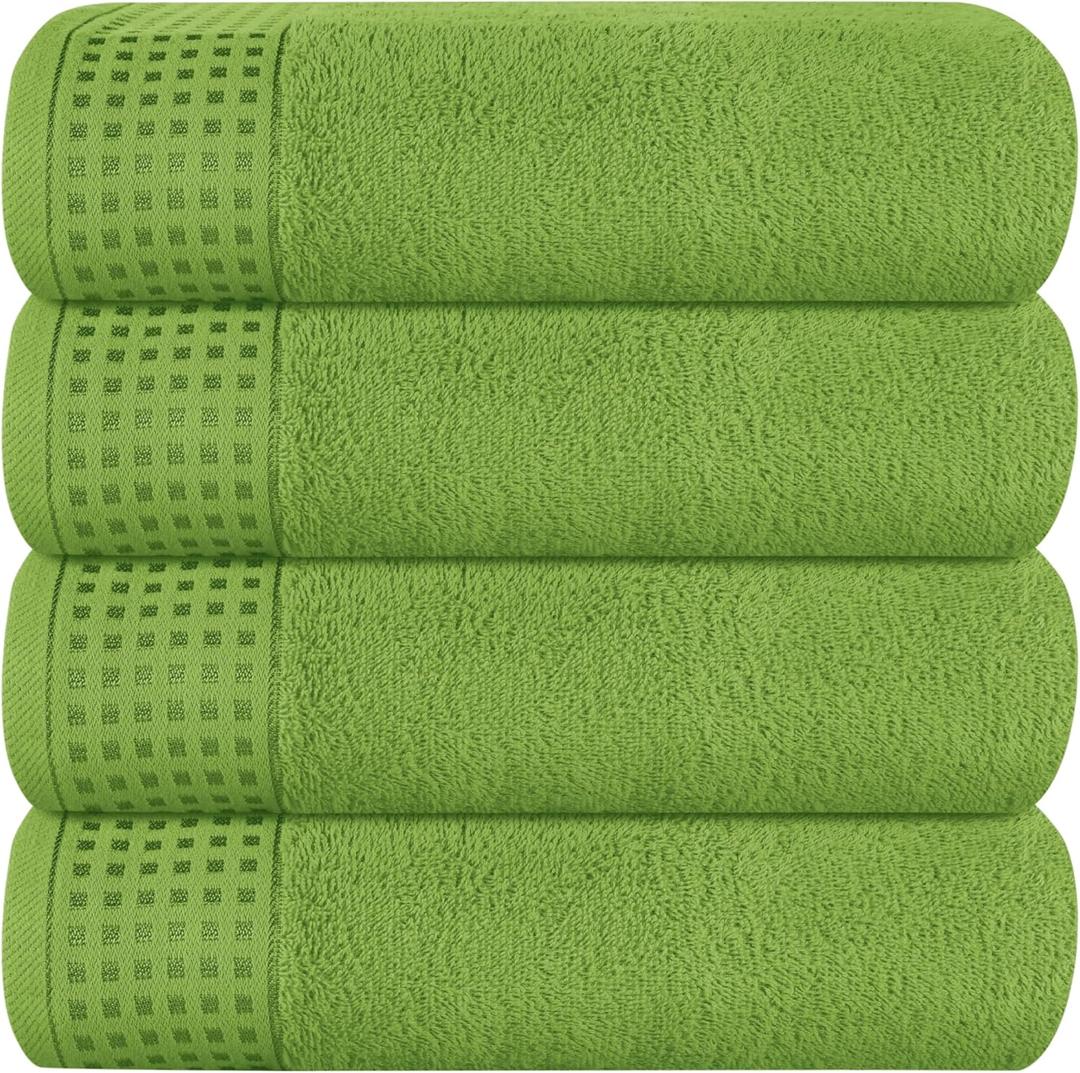 GLAMBURG 100% Cotton 2 Pack Oversized Bath Towel Set 28x55 Inches, Ultra Soft Highly Absorbant Compact Quickdry & Lightweight Large Bath Towels, Ideal for Gym Travel Camp Pool  Kiwi Green