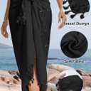 3 x Chalier Sarong Wraps for Women Beach Cover Ups Swimsuit Coverup Bathing Suit Cover Up Swimwear Bikini Swim Skirt (Black)