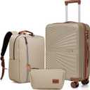 Carry On Luggage Set 22x14x9 Airline Approved Luggage Sets 3 Piece,Suitcases with Wheels,ABS Hard Case Luggage with TSA Lock Spinner Wheels(20 Inch,BP/TB)