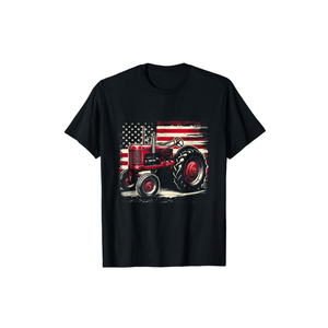 Old Farmall Cub Tractor American Flag Patriotic Farming Farm T-Shirt,XL