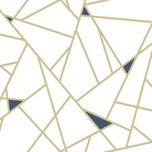 RoomMates RMK11268WP Blue and Metallic Gold Fracture Peel and Stick Wallpaper