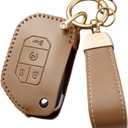 Key Fob Cover Compatible with 2018-2025 Jeep Wrangler JL JLU Rubicon Gladiator Sahara, Soft Leather Key Cover Case
