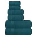 Elvana Home Ultra Soft 6 Pack Cotton Towel Set, Contains 2 Bath Towels 28x55 inch, 2 Hand Towels 16x24 inch & 2 Wash Coths 12x12 inch, Ideal Everyday use, Compact & Lightweight - Teal