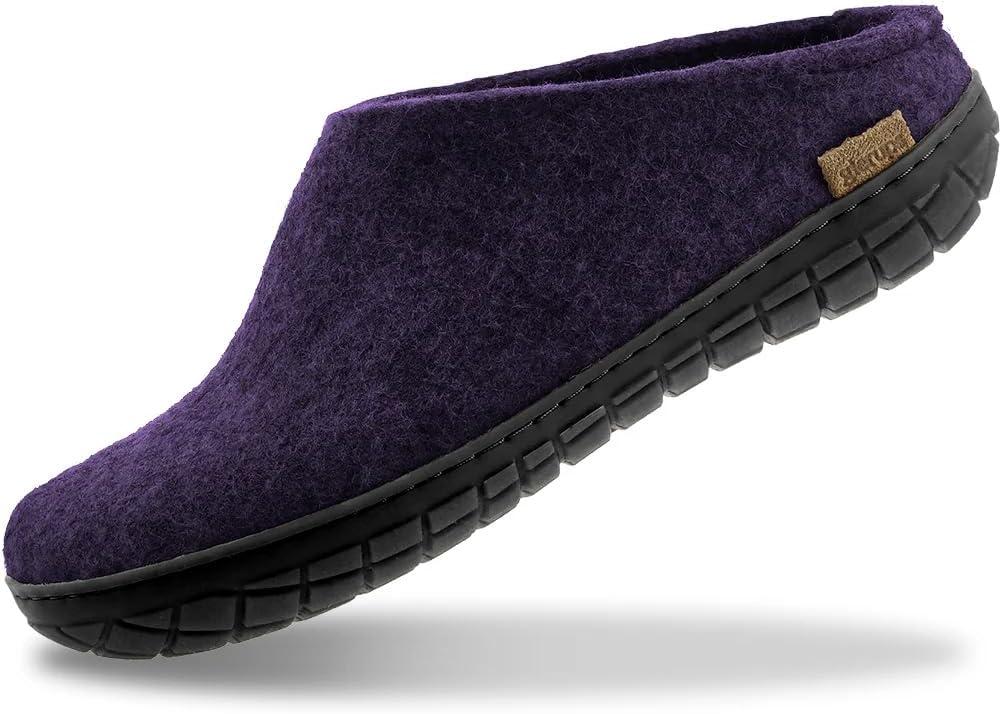 Glerups 100% quality wool mix Slipper with rubber sole - Unisex Slip-on (Purple)