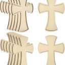 12 Pack 12 Inch Wooden Unfinished Cross Dome Shaped Blank Wood Layered Framed Cross for DIY Crafts