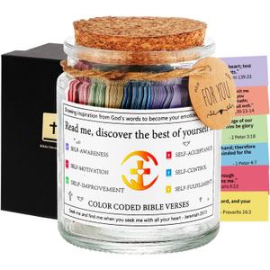 Prayer Cards Bible Verse Jar,Spiritual Christian Baptism Confirmation Self Care Gifts for Personal Growth,Hope Holy Prayer Jar Scripture Cards,Birthday Gift For Women Men Wife Mom Friends Daughter