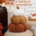 Wonderjune 3 Pcs Pumpkin Pillows Modern Fall Home Decorative Plush 3D Pumpkin Shaped Pillows Rustic Farmhouse Cushion for Halloween Thanksgiving Autumn Home Sofa Couch Bed Decor Gift(Maillard Color)
