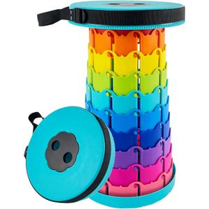 Lightweight Folding Stool Upgraded Collapsible Chair, Retractable Stool with Load Capacity 400lbs, Portable Telescopic Chair for Fishing Hiking Camping Travel and BBQ (Blue)