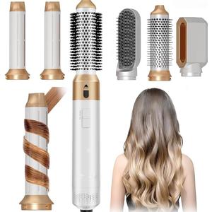 Hair Dryer Brush 5 in 1, Negative Ion Blow Dryer Brush Set Upgrade Hot Air Brush Air Styler Curling Wrap Air Curler, Curling Iron Hair Styling Tools As A Gift for Straight/Curl/Drying/Smoothing (Gold)