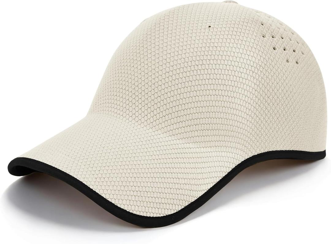 ZOORON Uncrushable Baseball Cap, Lightweight Hats with Breathable Air Holes, Low Profile Dad Hat for Travel Running Golf (White)