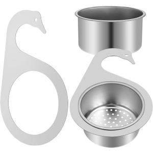 2pcs Sink Strainer Basket Mesh Kitchen Sink Food Catcher Metal Sink Basket Swan Sink Strainer Basket Food Strainer Sink Drain Basket Corner Basket