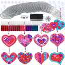 Winlyn 27 Sets Heart Suncatchers Ornaments Decoration DIY Window Paint Art Stickers Craft Kit Heart Sun Catchers for Kids Mother's Day Gift Valentine's Day Classroom Art Project Party Favors