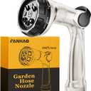 FANHAO Professional Heavy Duty Garden Hose Nozzle, 100% Metal Thumb Control Water Hose Sprayer with 8 Spray Patterns, High Pressure Water Nozzle for Lawn & Plant Watering, Car & Pet Washing