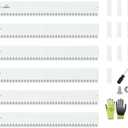 A ANLEOLIFE 6 Pack 40" LX 6" H Galvanized Steel Garden Landscape Edging, Bendable Hammer-in Metal Lawn Border with Gloves and 10 Stakes (20FT Total) (6 inch Tall, Antique White)