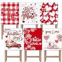 VitalCozy Set of 6 Christmas Chair Covers Blue Merry Christmas Dining Chair Seat Covers for Xmas Dining Room Decoration Kitchen Wedding Hotel Holiday Party Decor