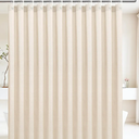 Textured Shower Curtain Set with Hooks, Boho Farmhouse Bath Shower Curtains for Beige Bathroom Neutral Cloth,