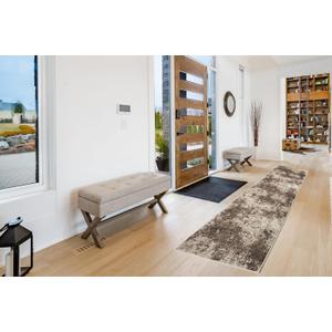 ShadesU Easy Clean Abstract Design Non-Slip Hallway Runner Rug Carpet Low-Pile 0,3" Non Slip Backed (Brown Color, 31inch Wide x 7ft Length)