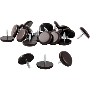 1" Nail on Furniture Sliders (24 Pack) - Furnigear Heavy Duty PTFE (Teflon) Chair Sliders Glides Wooden Furniture Movers Move Your Furniture Easily & Safety - Best Chair Leg Floor Protectors Brown