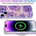 Case for iPhone 15, Colorful Retro Oil Painting Aesthetic Flowers Glossy Design Cute Curly Wavy Edge Easy Grip Soft Bumper Protective Slim Thin Phone Cover Case for Women Girly, Purple