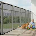 Banister Guard 15ft X 3ft Thick, Balcony Netting for Pets, Balcony Safety Net for Kids, Baby Fence Door Balcony Railing Cover with No Drilling for Apartment Railing(Black)