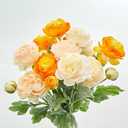 Pack Of 3 Lumoslyy Artificial Peony Flowers Ranunculus Fake Flowers 6pcs Summer Flowers Peonies Bouquet for Home Decoration Silk Flowers Peony Arrangements (Orange)