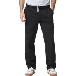 Gildan Men's Fleece Open Bottom Pocketed Pant (Large, Black)