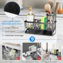 Cisily Kitchen Sink Caddy Organzier with High Brush Holder, Sponge Holder for Sink, 304 Rustproof Stainless, Kitchen Countertop Soap Dispenser Organizer, Kitchen Decor and Accessories (9.25, Black)
