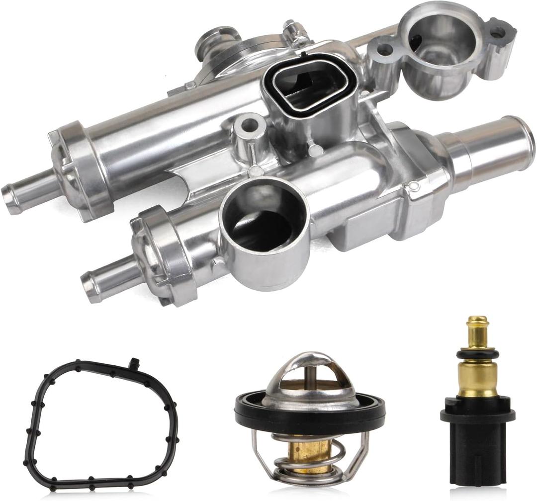 MITZONE Upgrade Aluminum Thermostat Housing Assembly Compatible with Dodge Jeep Chrysler Vehicle - 200 Sebring Compass Patriot Avenger Caliber Journey 1.8L 2.0L 2.4L Replace 68003582AB