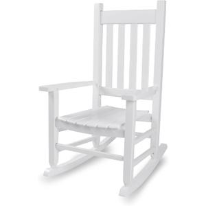 Kids Rocking Chair for Toddler and Children Comfy Recliner Wooden Rocker for Baby Girls Outdoor Lounge Child for Age 6-10 Indoor Anti-Tip Design Safe & Sturdy White, 6-10 years old