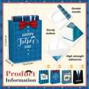 Saypacck 100 Pcs Fathers Day Gift Bags with Handle Bulk Blue Reusable Kraft Paper Tote Goodie Candy Package Shopping Present Wrap Bag for Happy Father Dad Grandpa Men Birthday Party Supplies (Classic)