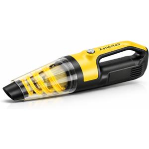 Handheld Vacuum Cordless 1.1 Pounds Car Vac 10000PA Hand Held Vacuums 4-in-1 Hand Vac Cordless Rechargeable HEPA Filter Large Capacity Dust Cup for Car Office Home Pets Hair (Pale Yellow)
