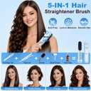Cordless Hair Straightener Brush with Cool Air, 5-in-1 Portable Ionic Frizz-Free Straightening Brush, Rechargeable Touch Up On-the-Go Brush, MCH Fast Heating, LED Display, Anti-Scald for Women Travel