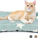 Mora Pets Cat Bed for Indoor Cats Washable Dog Crate Pad Cute Star Dog Bed Mat for Small Dogs Pet Kennel Pad for Cage Soft Flat Puppy Kitten Cushion for Sleeping Anti-Slip Blue 22 x 13