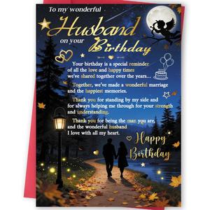 5 x FANCYLUCKY Funny Birthday Card for Husband, Romantic Husband Birthday Card Gifts from Wife, Bday Decoration for Husband