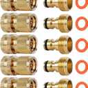 SHOWNEW Quick Connect Hose Fitting, Solid Brass Garden Hose Quick Connectors 3/4 Inch Thread NoLeak Water Hose Repair Fittings Male and Female Hose Adapter  5Packs