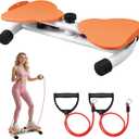 Waist Twister Machine, Ab Twister Board with Resistance Bands - 300 lbs Capacity Home Exercise Equipment for Belly Fat, Core Workout - Noiseless & Anti-Slip for Women/Men (Orange)