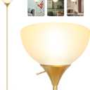 Floor Lamp for Living Room, Standing lamp for Bedroom, Drop-Resistant White Lampshade, Standing Lamp for Bedroom Study Office Hostel Kids Room (Gold)