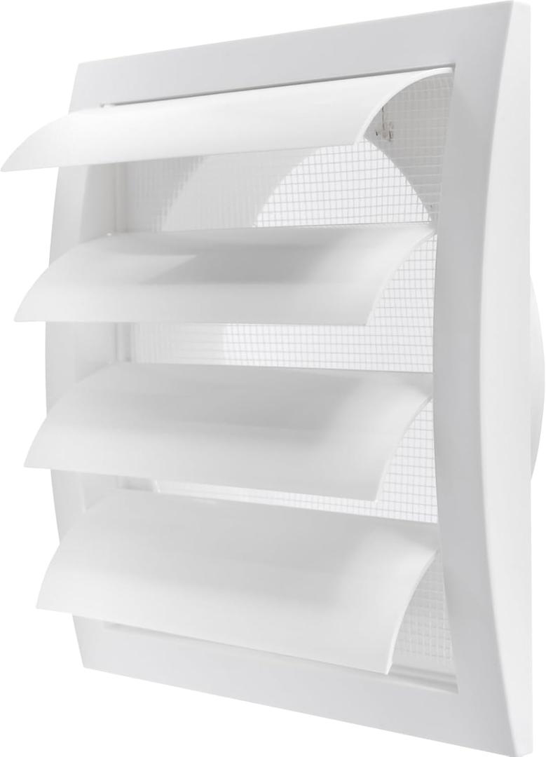 White Exhaust Hood Vent 6'' Inch with Built-in Pest Guard Screen and Flange, White, Air Vent Cover, HVAC Exhaust Vent Duct Cover, Exhaust Cap