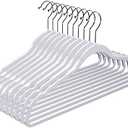 MOERKADA 50 Pack Ultra-Thin Plastic Clothes Hangers (17.7 Inch) - Space-Saving Slim Hangers with Non-Slip Grooves for Wardrobe, Closet & Dorm Organization (Grey)