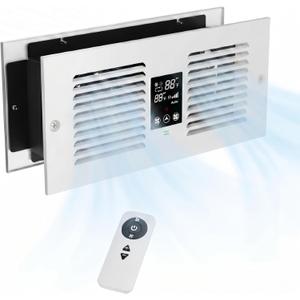 Room to Room Air Transfer Fan with Remote, 300 CFM Through Wall Vent Fan with Temperature Control, Hardwired Room to Room Fan for Kitchen, Wood Stove & Laundry (Fits 3.8"-7.4" Walls)