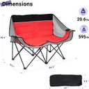 Byliable Double Camping Chair Outdoor 2-Seater Oversized 2 Person Portable Folding Lawn Chair with Cup Holders & Mesh Storage Pocket for Picnic, Camping, Beach, Sports, Hiking