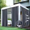 HolidayIdeas Patio Curtains Outdoor Waterproof 4 Panels 54x95 Inch-Windproof Light Flitering Outdoor Privacy Curtains Grommet Top and Tab Bottom Drape for Gazebo, Porch, Pergola, Cabana, Backyard Grey