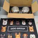 Metal Raised Dog Bowl Stand for Large and Medium Dogs, Stronger Elevated Dog Bowls with Sprill Proof Mat, Pet Food & Water Bowls 10" Tall Dogs Feeder (58OZ-Stainless Steel Pet Bowl, Mat-16x24)