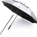 G4Free Vented UV Golf/Beach Umbrella 68" Arc, Auto Open Oversize Extra Large Windproof Sun Shade Rain Umbrellas (Silver/Black)