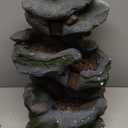 Alpine Corporation | 22"H Outdoor 3-Tier Rock Waterfall Fountain with LED Lights  Natural Stone Look for Garden, Patio, Yard & Porch Dcor (Gray)