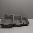 GRANNY SAYS Wicker Storage Baskets, Decorative Boxes with Lids, Set of 3 Nesting Wicker Baskets for Organizing, Gray, 3-Pack