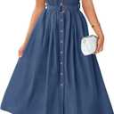 ZESICA Womens Summer Button Midi Dresses 2026 Flutter Short Sleeve Belted Business Casual Work Long Dresses with Pockets (XL)